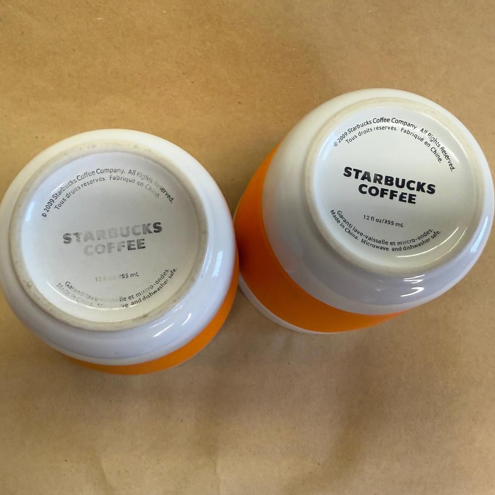 Starbucks Rubber Grip Orange Tumblers Pair-2009
