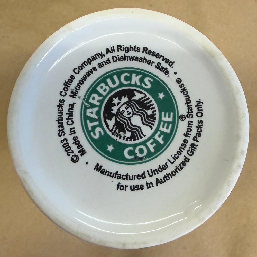 Starbucks White Tall Brown Text Mug-2003