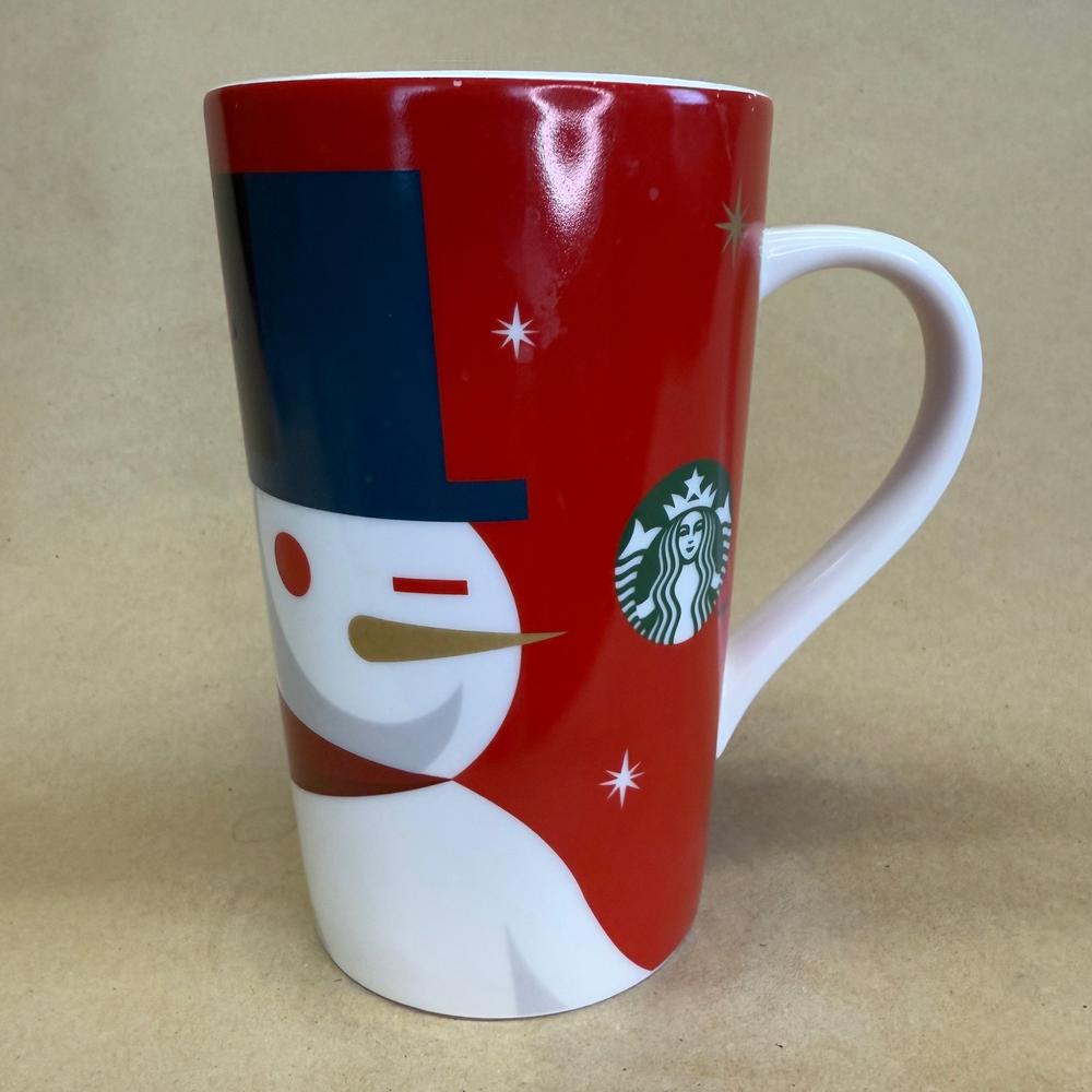 Starbucks Tall Red Winking Snowman Mug-2012