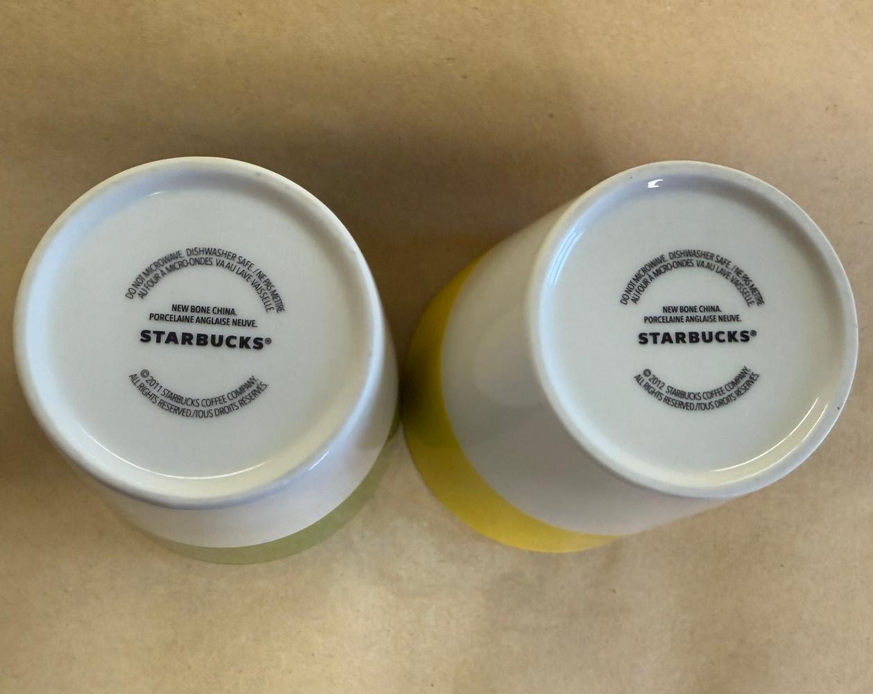 Starbucks New Bone China Tazo Slanted Cup Mugs-Pair 2012