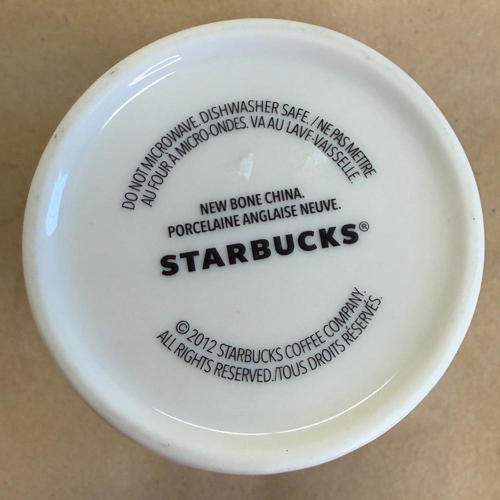 Starbucks New Bone China Asymmetrical Tazo White Gold Cup Mug-2012