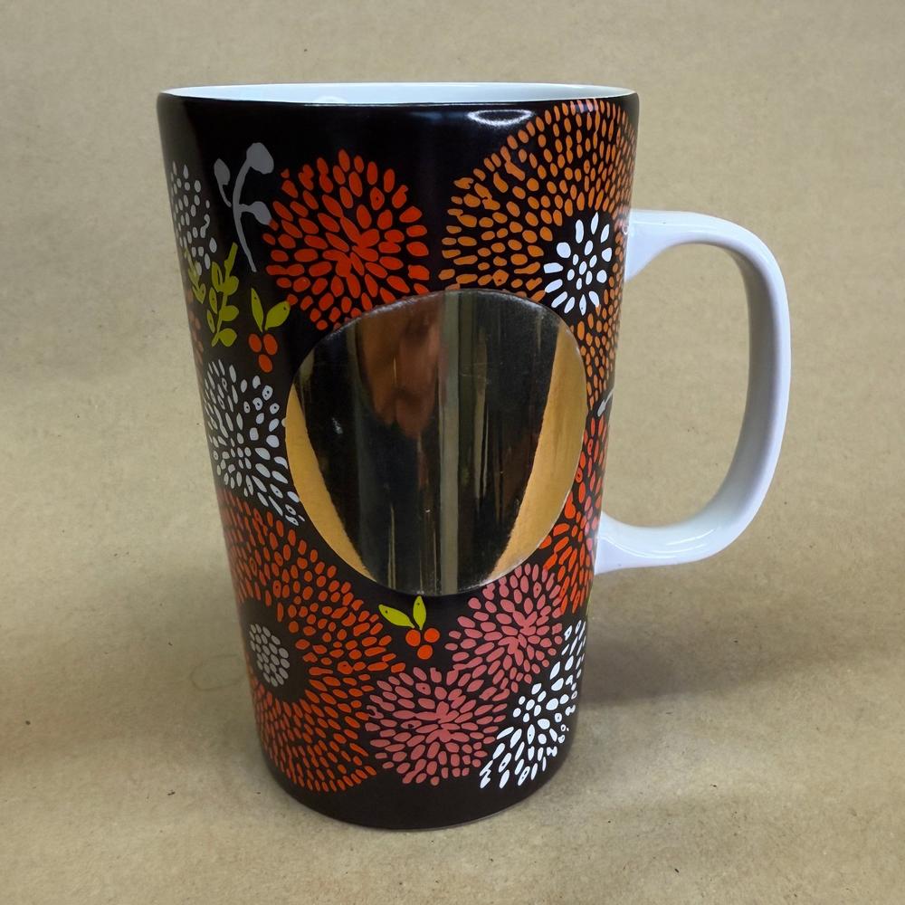 Starbucks Dot Collection Brown Flower Floral Gold Tall Mug-2014