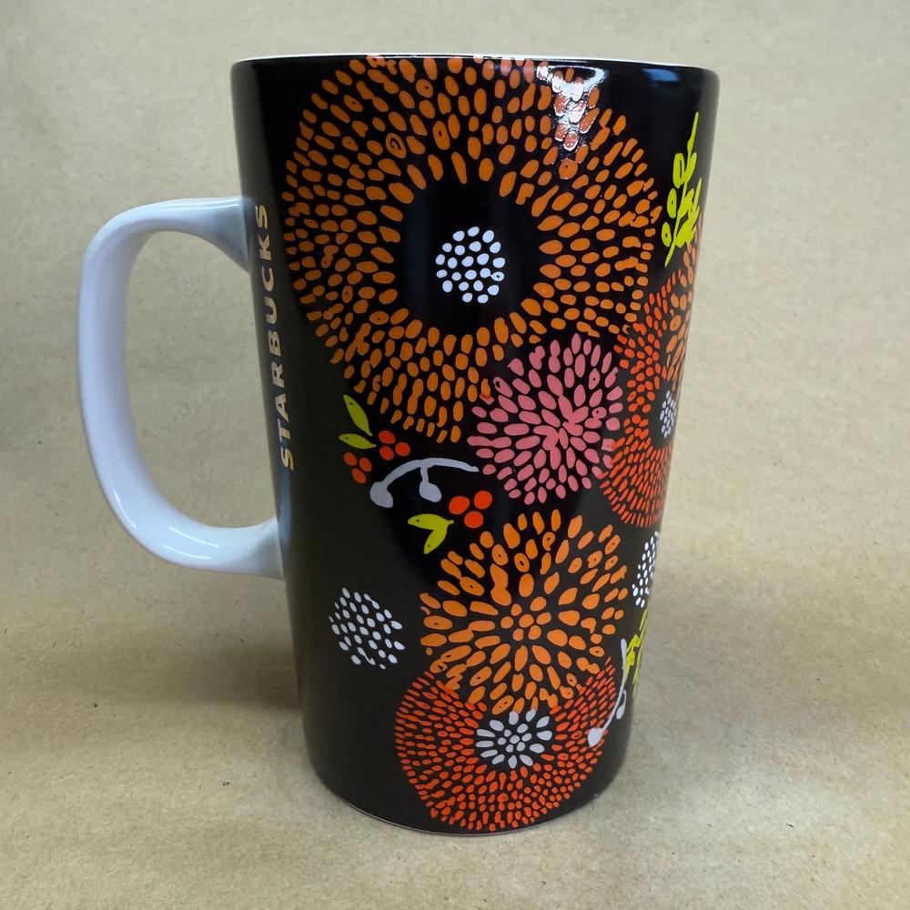Starbucks Dot Collection Brown Flower Floral Gold Tall Mug-2014