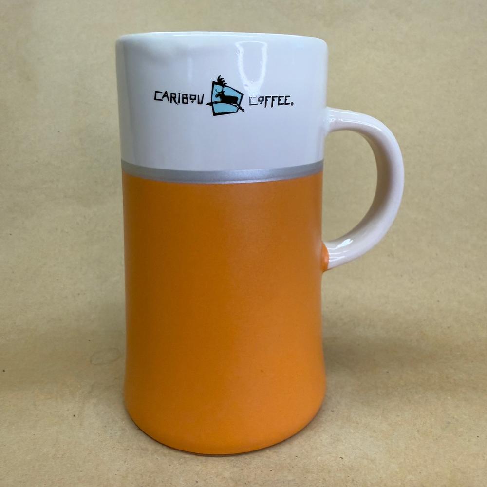 Caribou Coffee Tall Two Toned Cream and Orange Mug