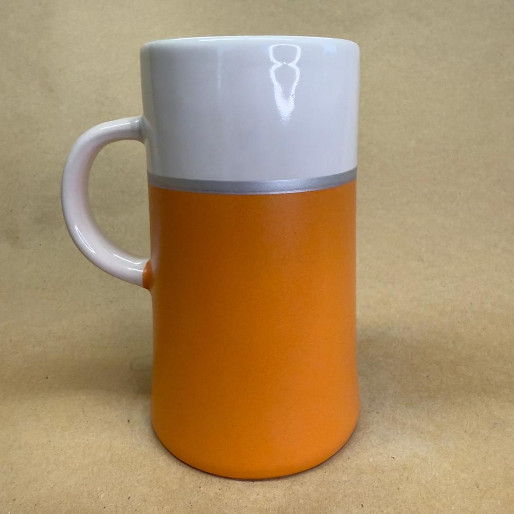 Caribou Coffee Tall Two Toned Cream and Orange Mug