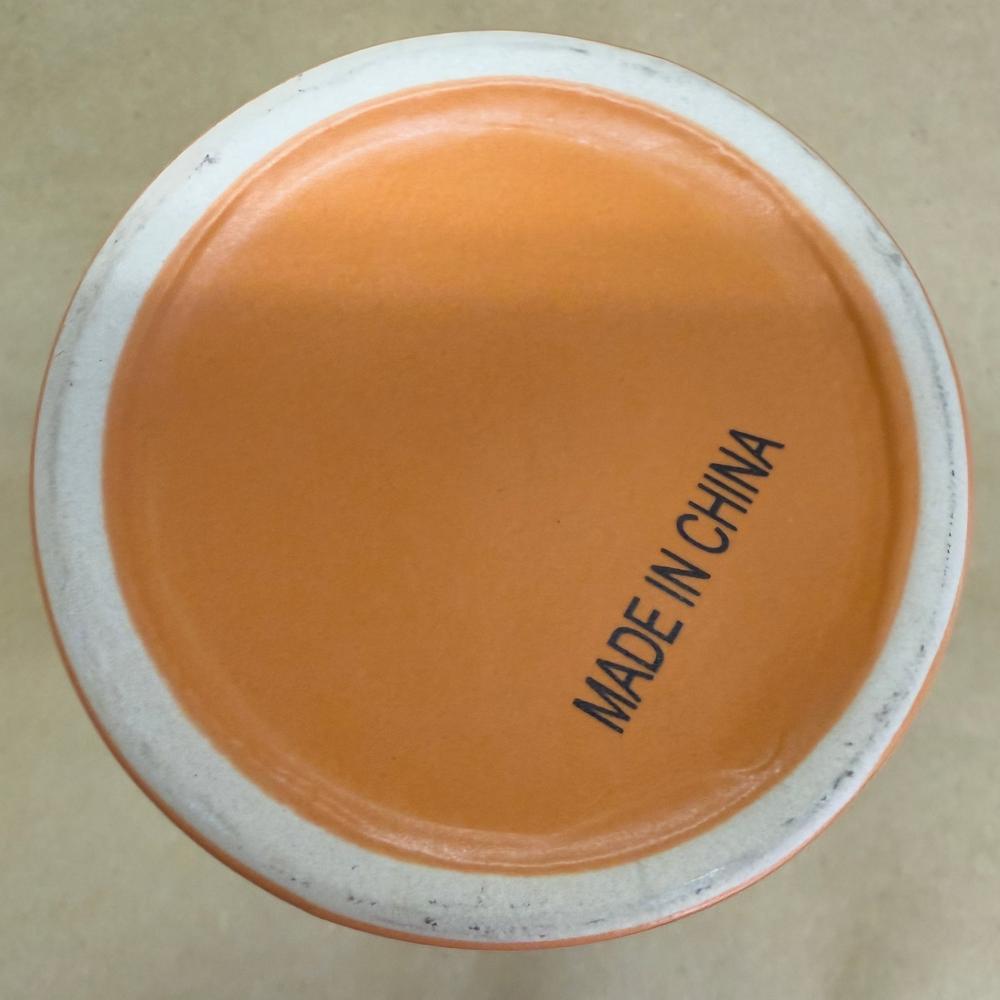 Caribou Coffee Tall Two Toned Cream and Orange Mug