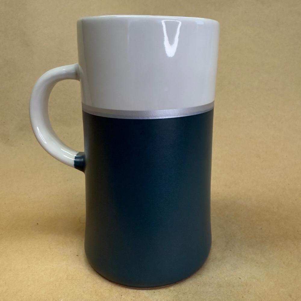 Caribou Coffee Tall Two Toned Cream and Green Mug