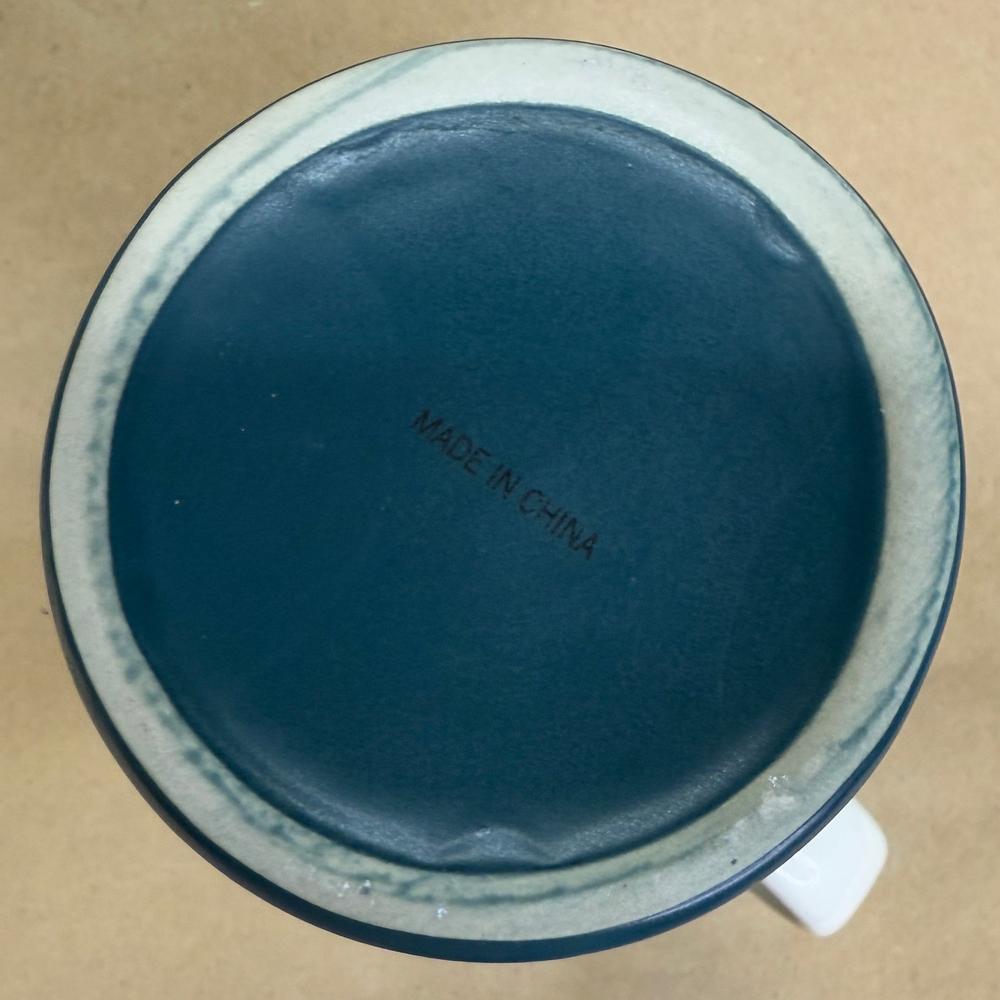 Caribou Coffee Tall Two Toned Cream and Green Mug