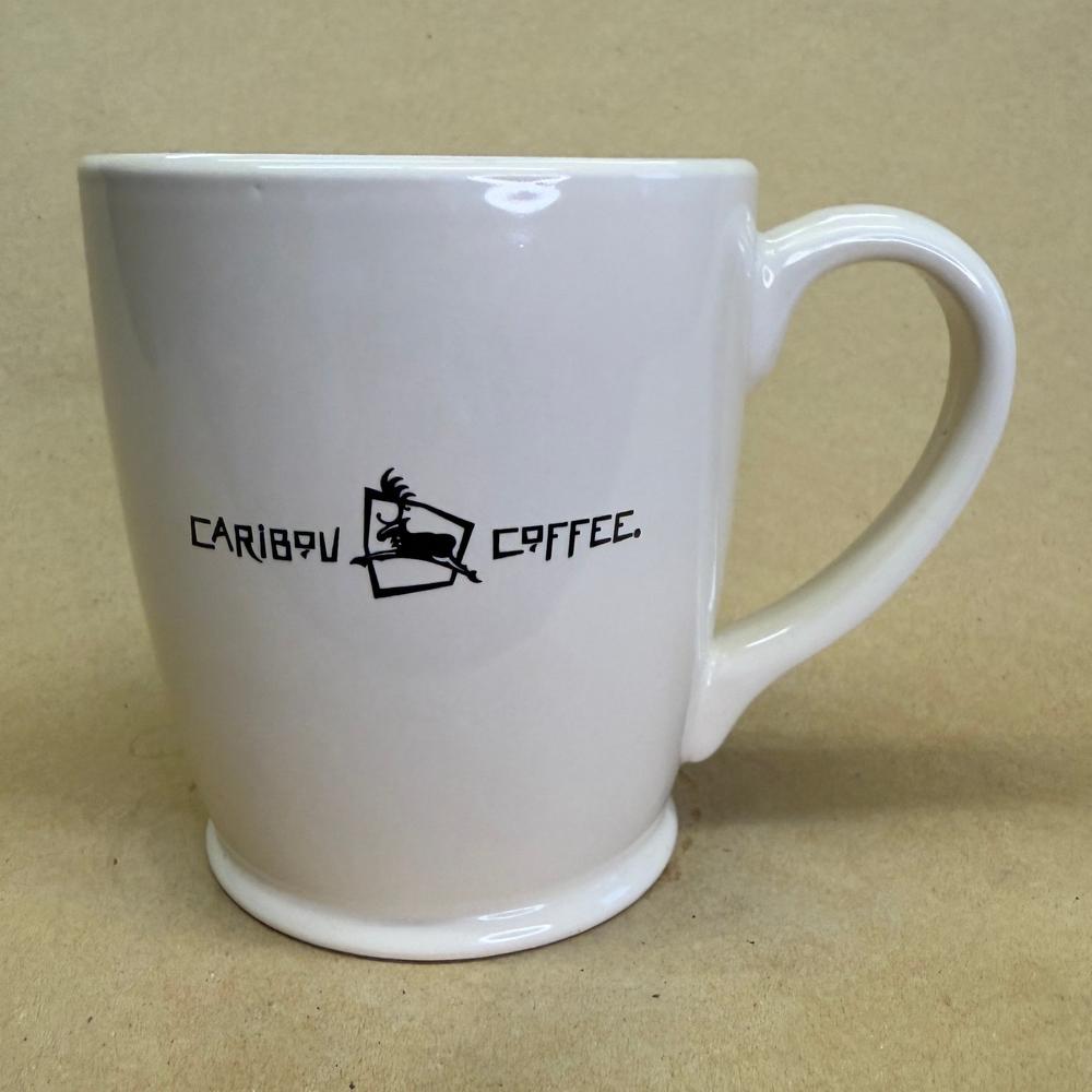 Caribou Coffee White with Black Old Logo Mug