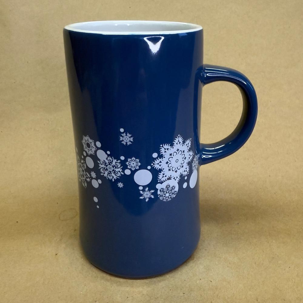 Caribou Coffee Tall Blue Holiday Snowflake Mug