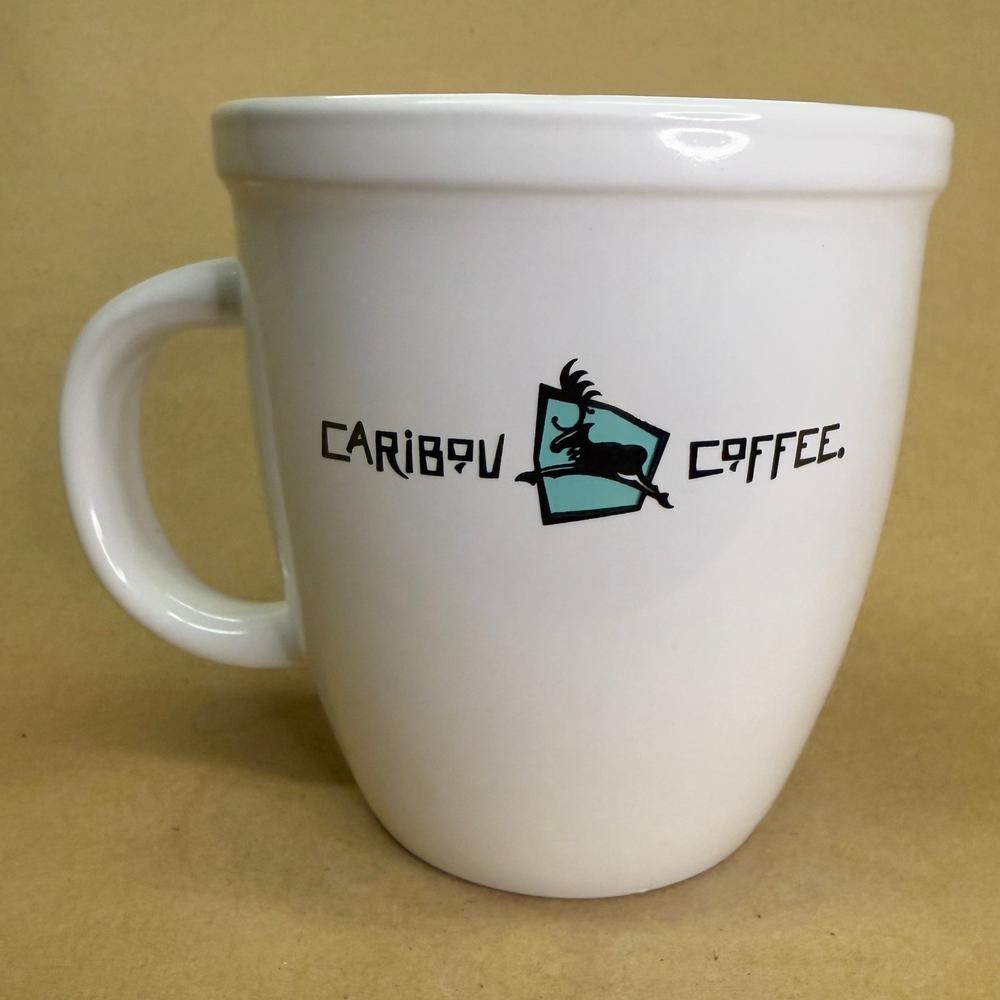 Caribou Coffee White Chunky Old Logo Life Is Short Mug