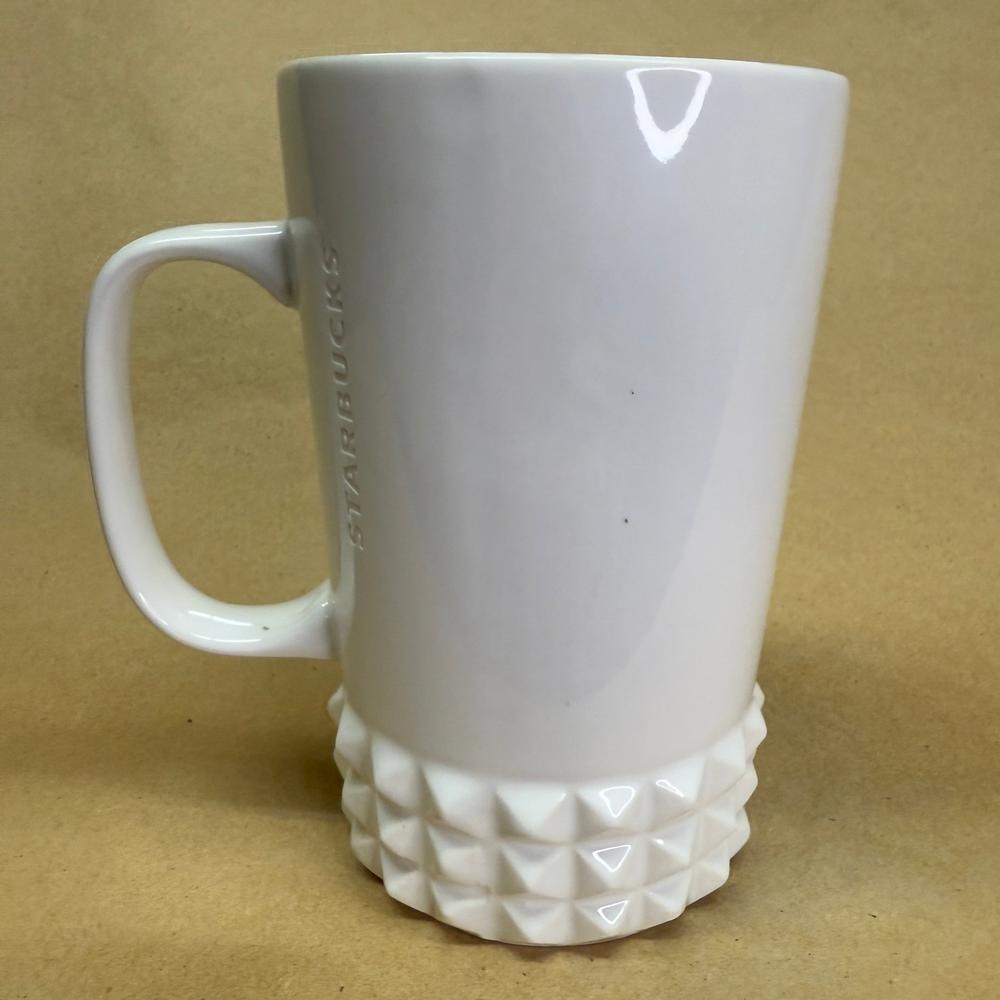 Starbucks Tall White Studded Silver Dot Mug-2014