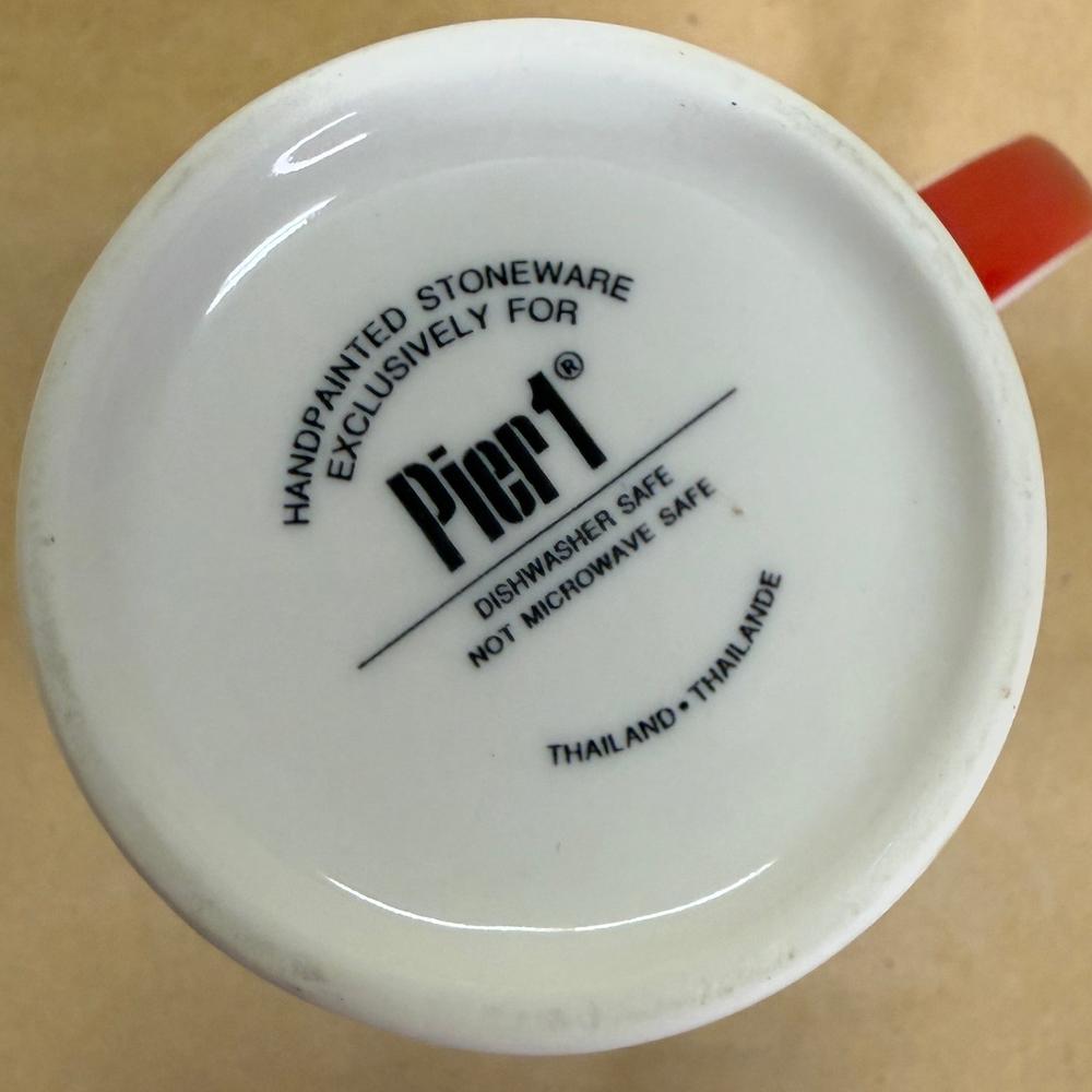 Pier 1 Tall White with Multi-Colored Polka Dots Mug