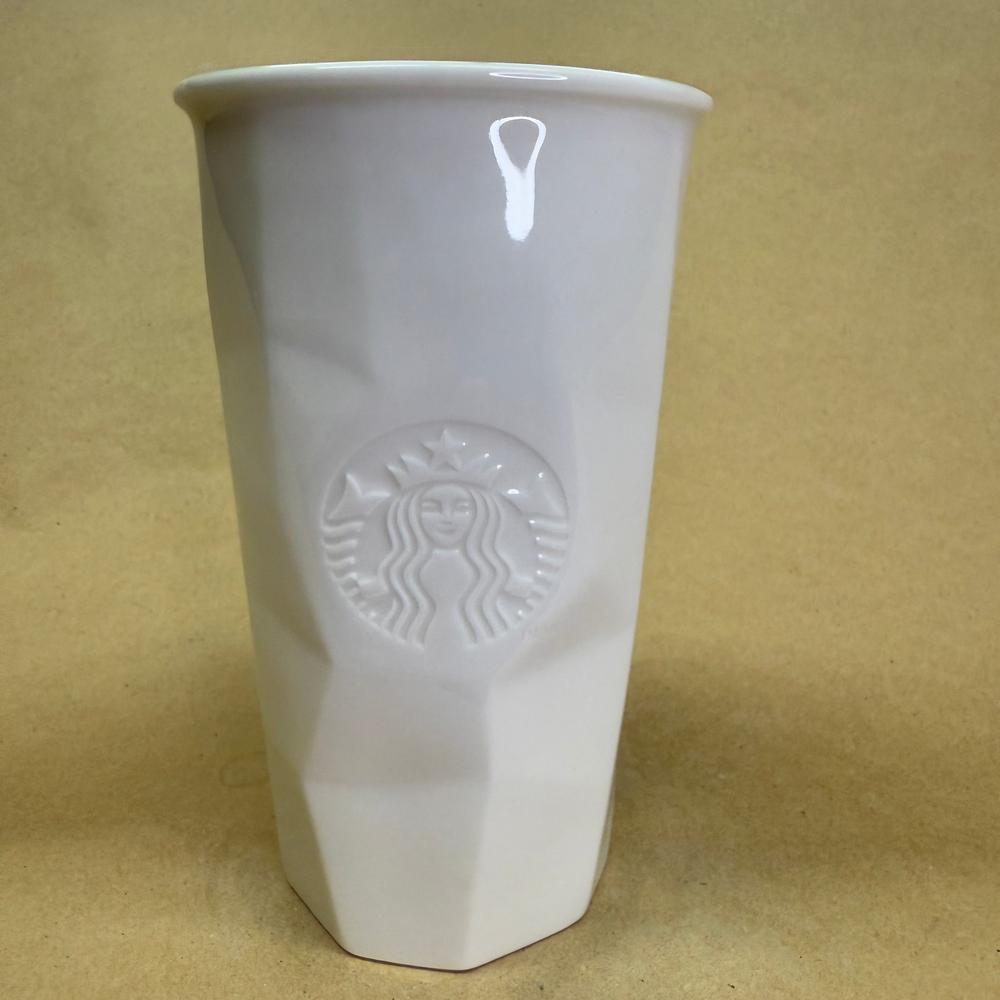 Starbucks White Faceted Siren Tumbler-2013
