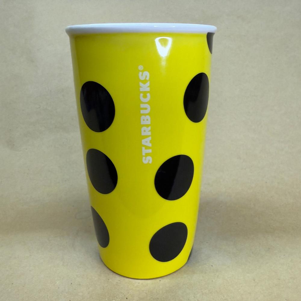 Starbucks Citron Yellow Black Dot Siren Ceramic Tumble-2015