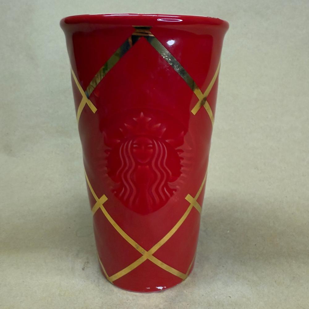 Starbucks Red Gold Quilted Siren Tumbler-2016