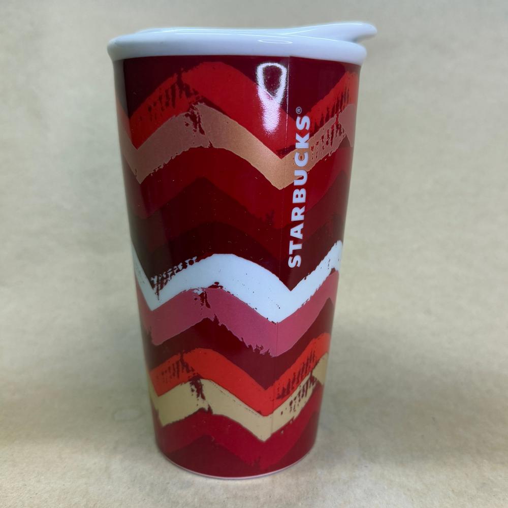 Starbucks Red and Gold Holiday Chevron Tumbler-2014