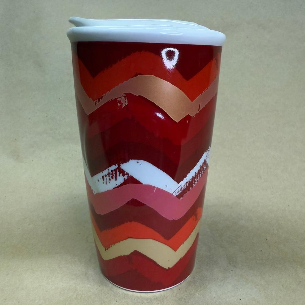 Starbucks Red and Gold Holiday Chevron Tumbler-2014