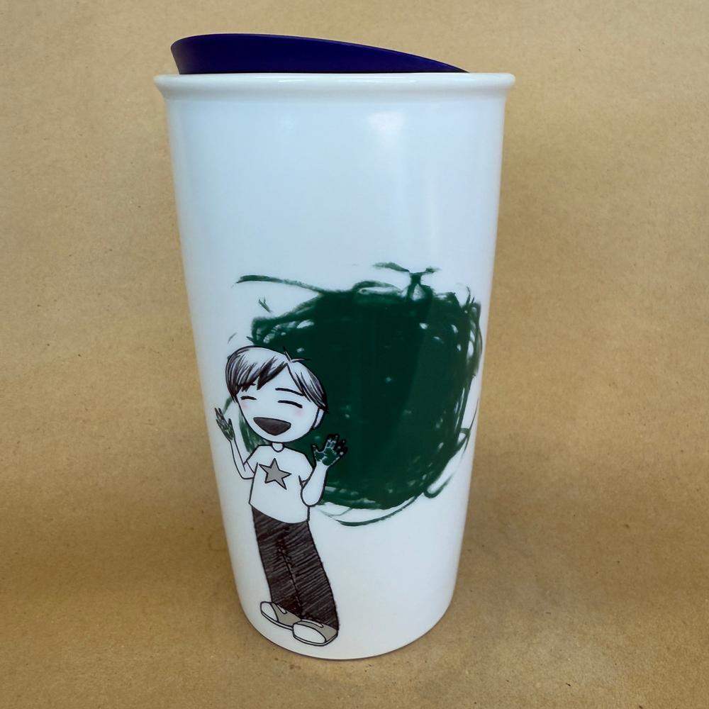 Starbucks Dot Collection Green Finger Paint Tumbler-2015 with Lid