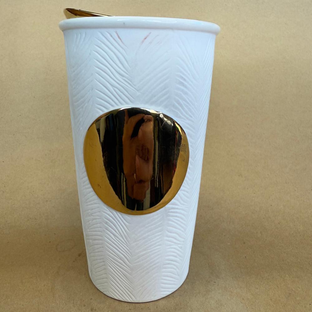 Starbucks Gold Dot Matte White Textured Tumbler-2015