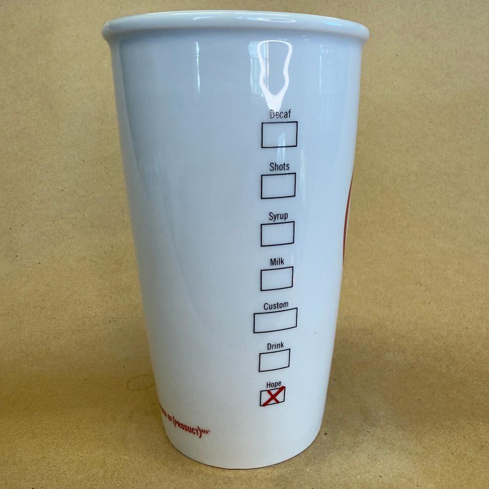 Starbucks White Product Red Hope Ceramic Tumbler-2010