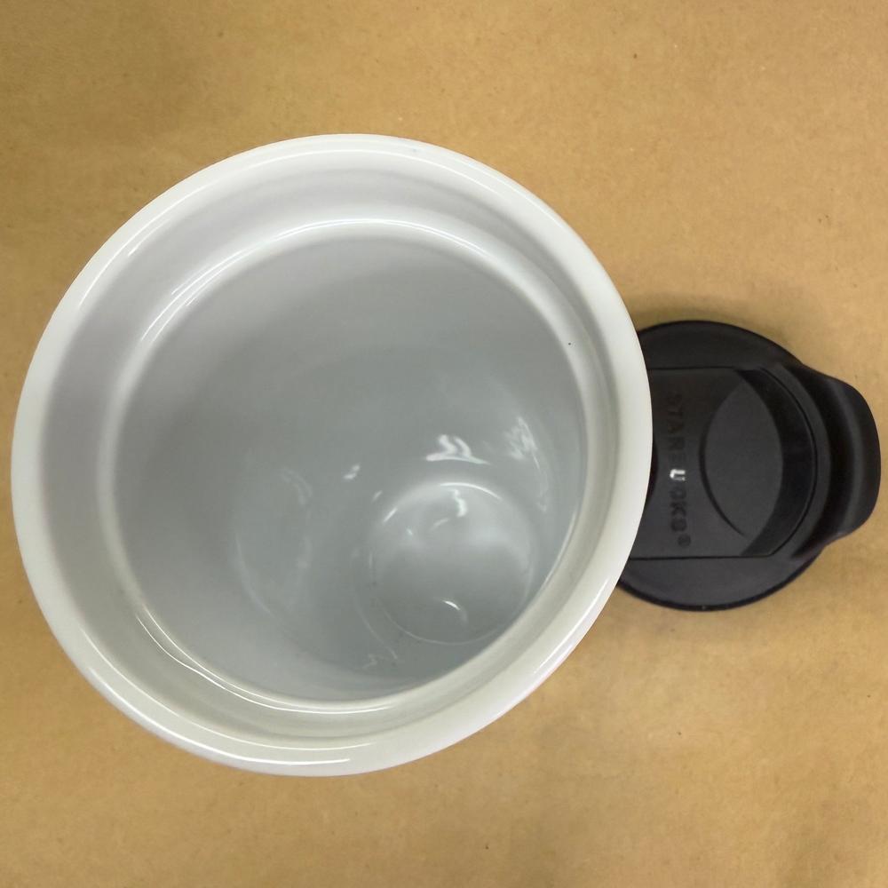 Starbucks White with Green Siren Ceramic Tumbler-2013 with Lid