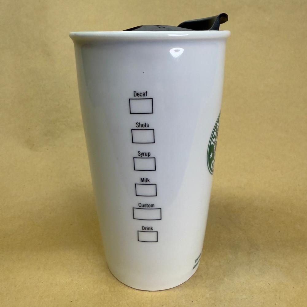 Starbucks White with Green Siren Logo Ceramic Tumbler-2009 with Lid