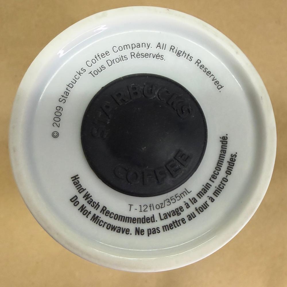 Starbucks White with Green Siren Logo Ceramic Tumbler-2009 with Lid