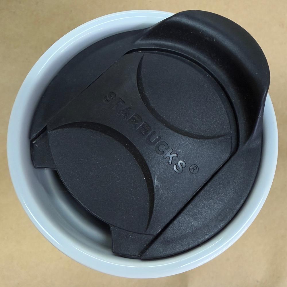 Starbucks White with Green Siren Logo Ceramic Tumbler-2009 with Lid