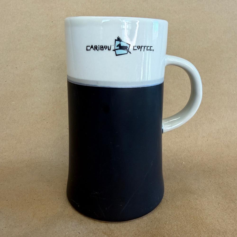 Caribou Coffee Tall Two Toned Cream and Black Mug