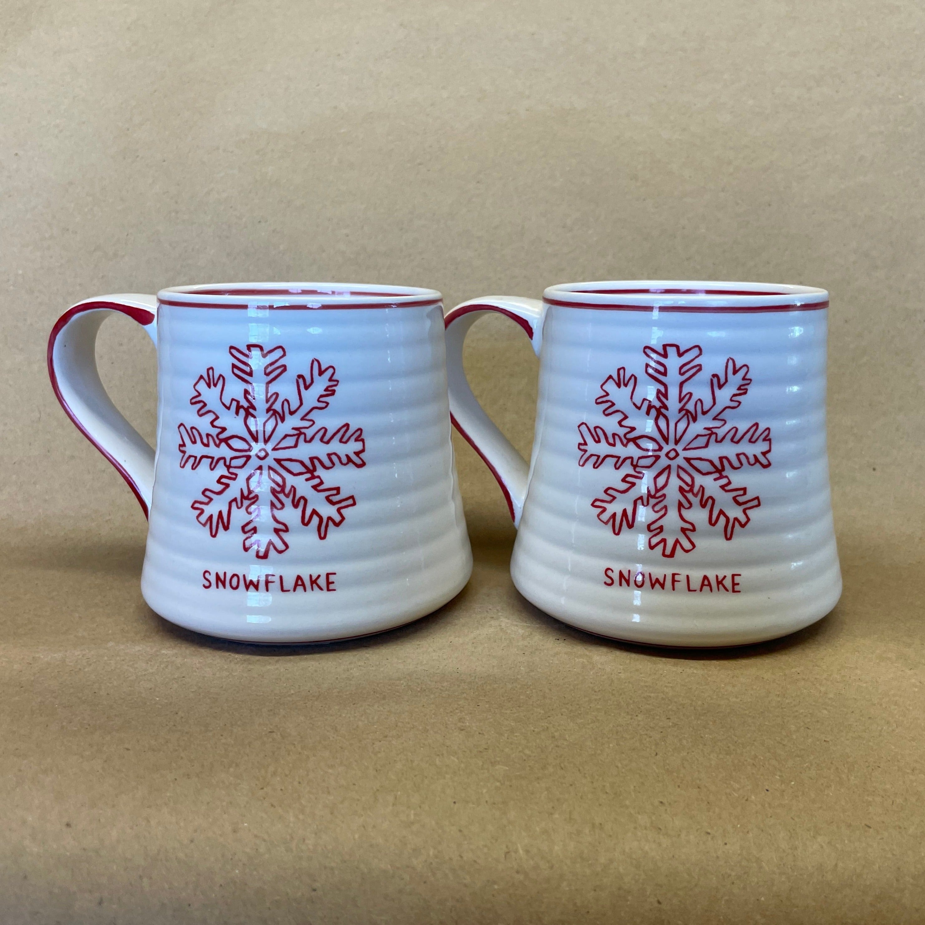 Molly Hatch  Anthropologie Snowflake Mugs-Pair