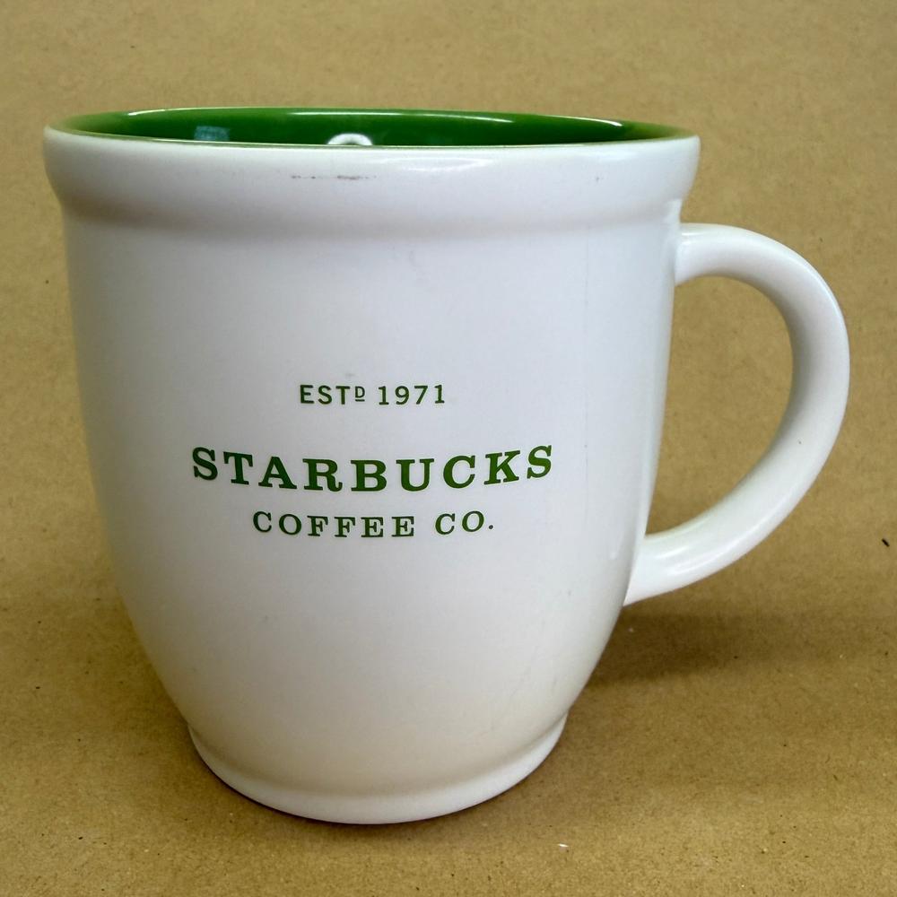 Starbucks White Est. 1971 Green Inside Mug-2007