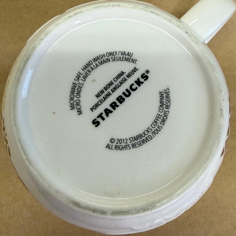 Starbucks Aztec Summer 3 Regions Gold Relief Bone China Mug-2012