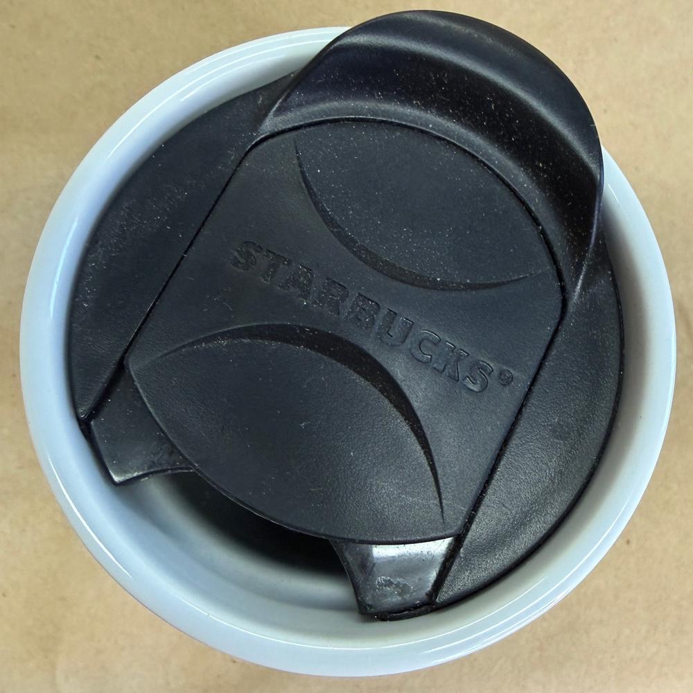 Starbucks White with Green Siren Order Ceramic Tumbler with Lid-2011