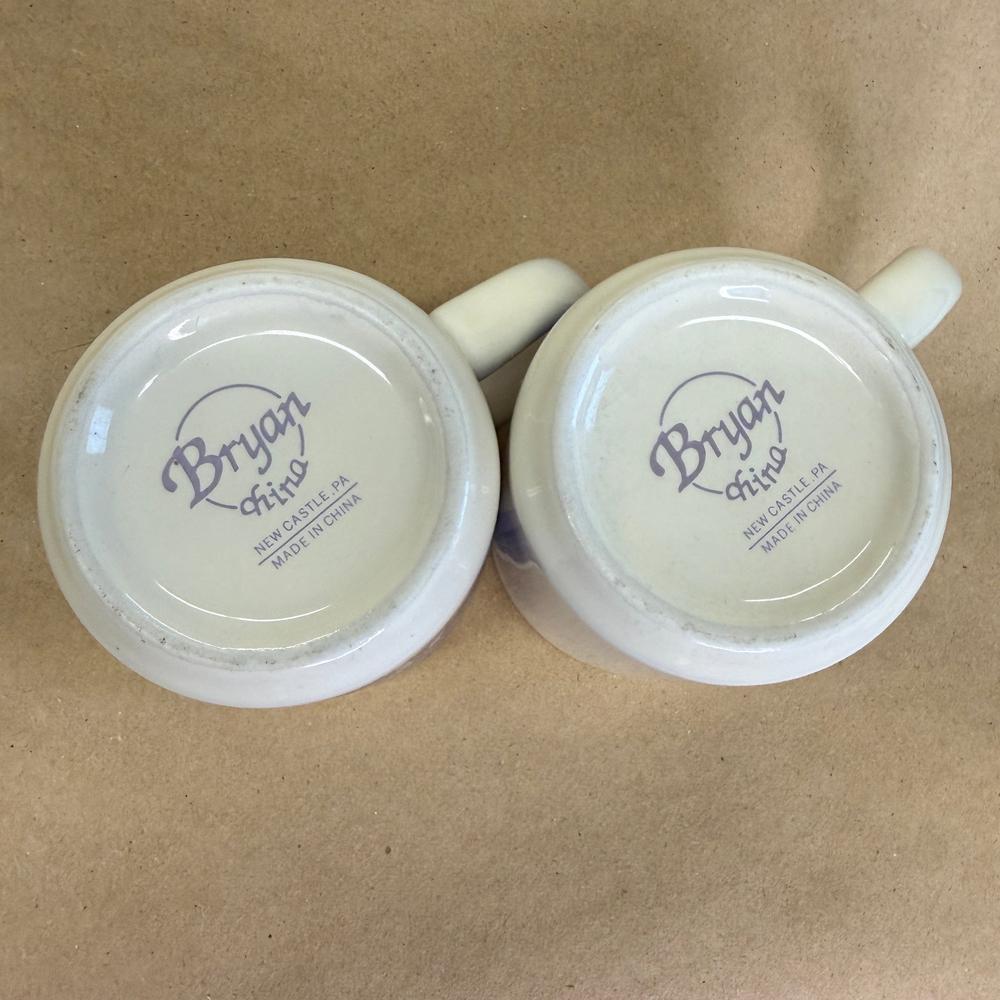 Bryan China Morton Salt 150 Years 1914 and 1956 Logos Mugs-Pair