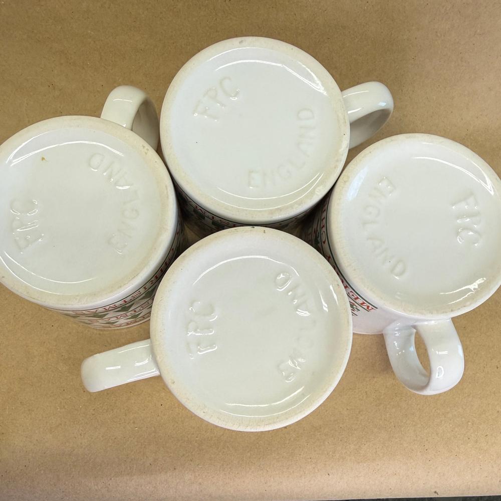 FPC England Christmas Set of 4 Mugs-1980's