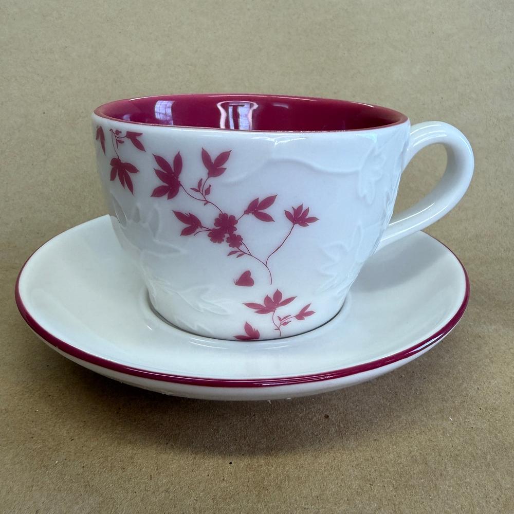 Starbucks Embossed Leaf and Floral with Saucer Mug-2006