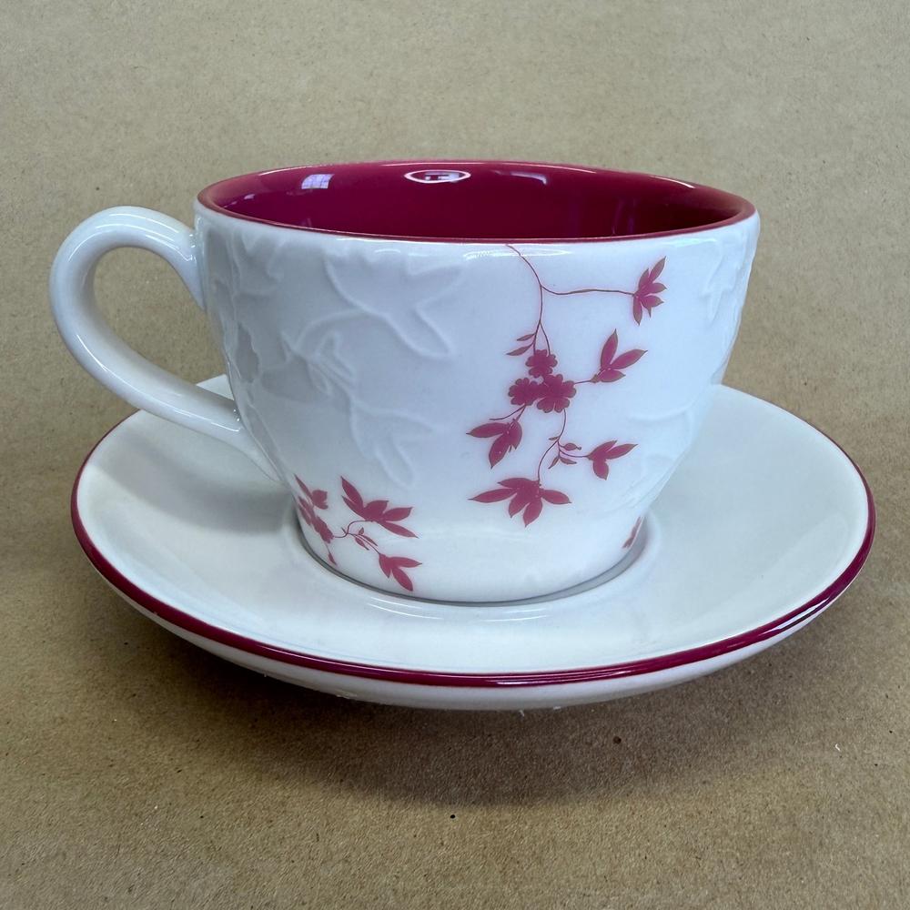 Starbucks Embossed Leaf and Floral with Saucer Mug-2006