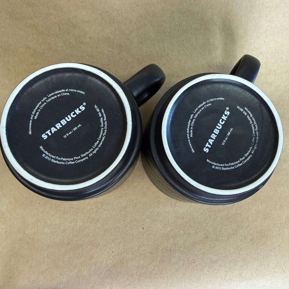 Starbucks Black Matte Diamond Pattern Mugs Pair-2013