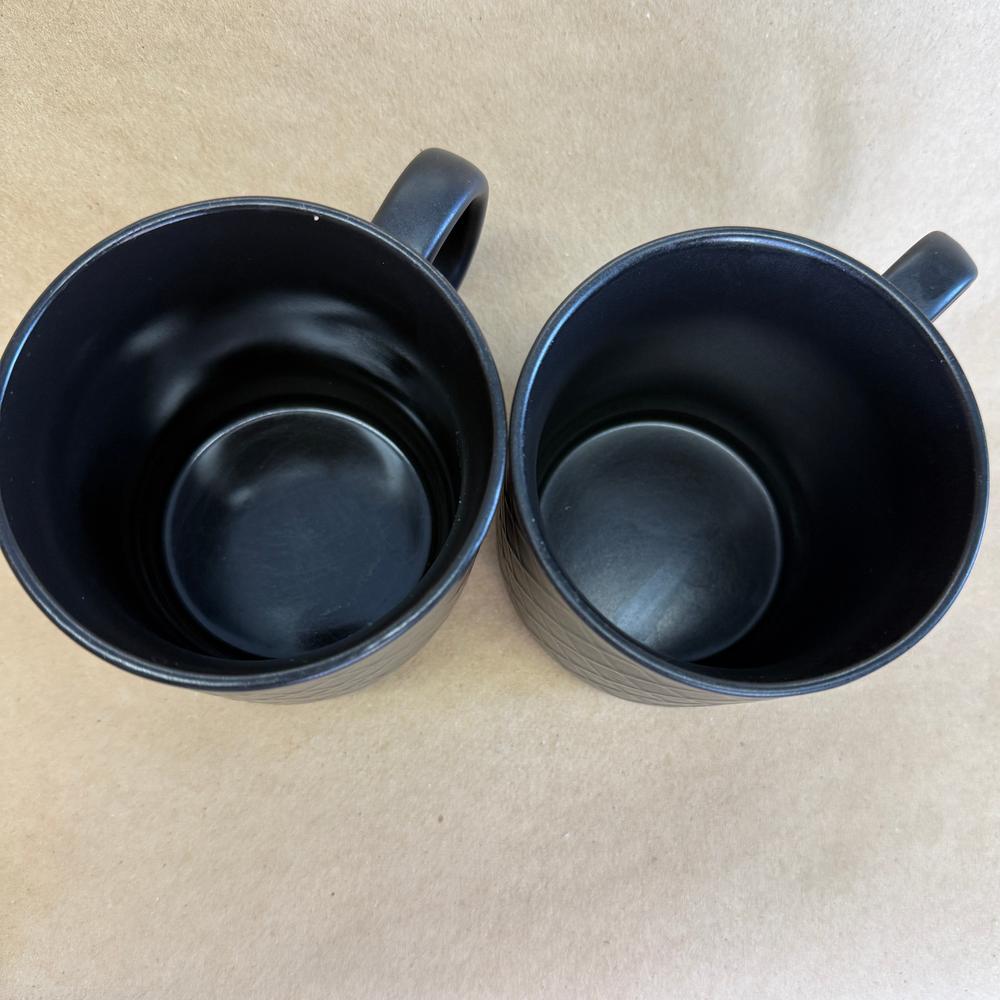 Starbucks Black Matte Diamond Pattern Mugs Pair-2013