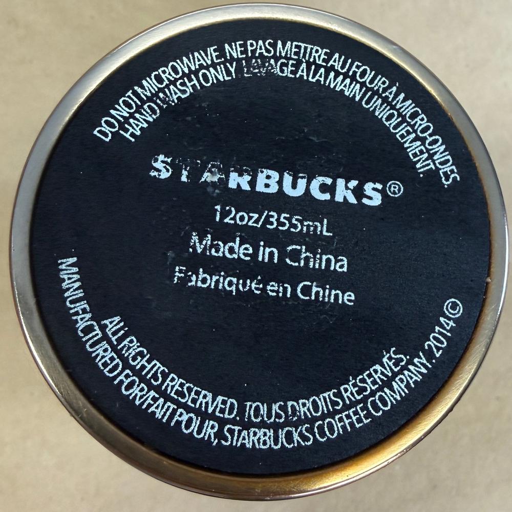 Starbucks Copper and Black Steel and Ceramic Tumbler with Lid-2014