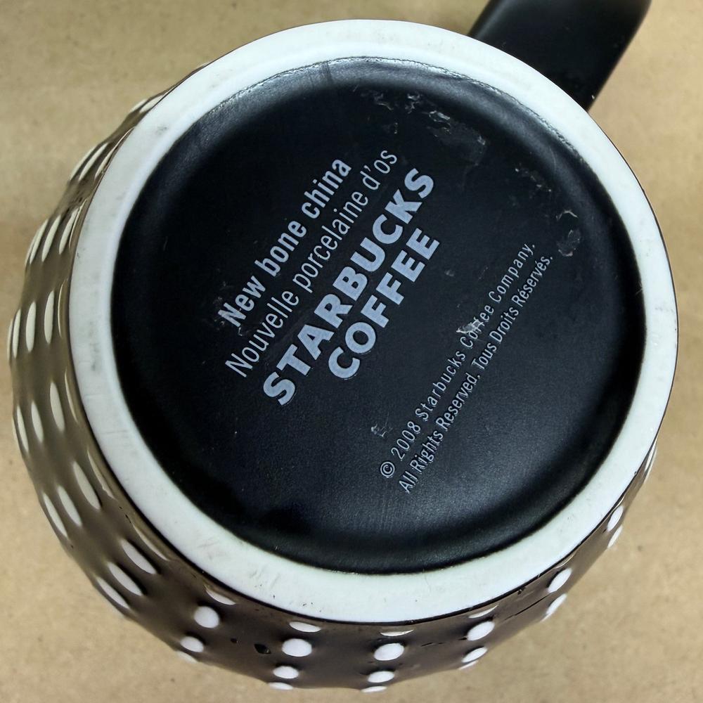 Starbucks Embossed White Polka Dots Black Mug-2008