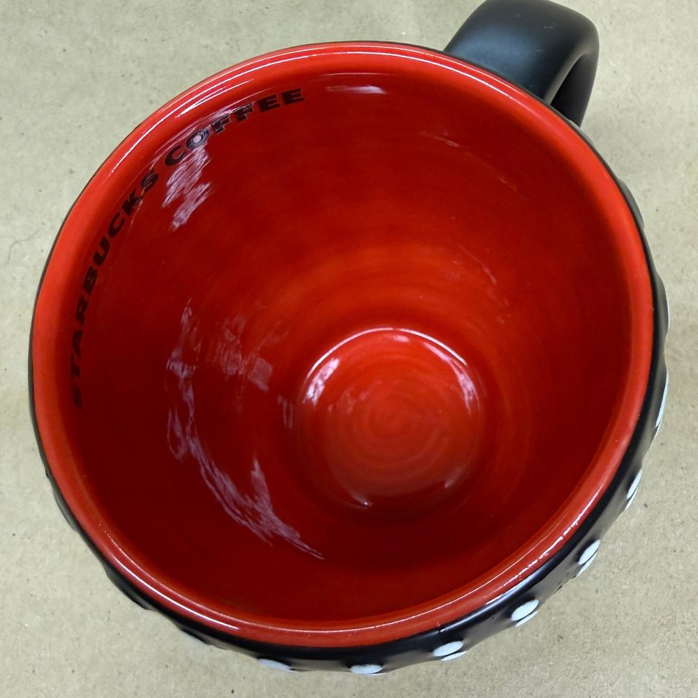 Starbucks Embossed White Polka Dots Black Mug-2008