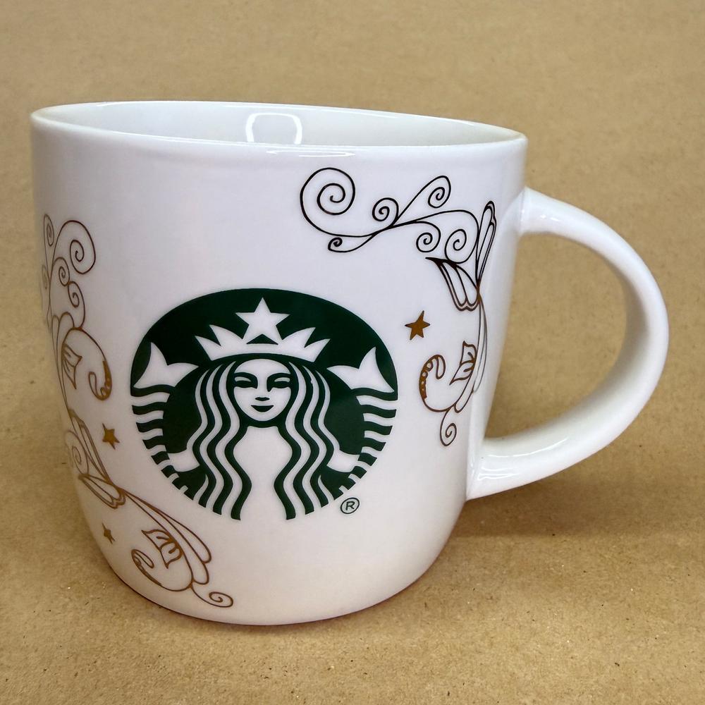 Starbucks White with Gold Swirl and Siren Mug