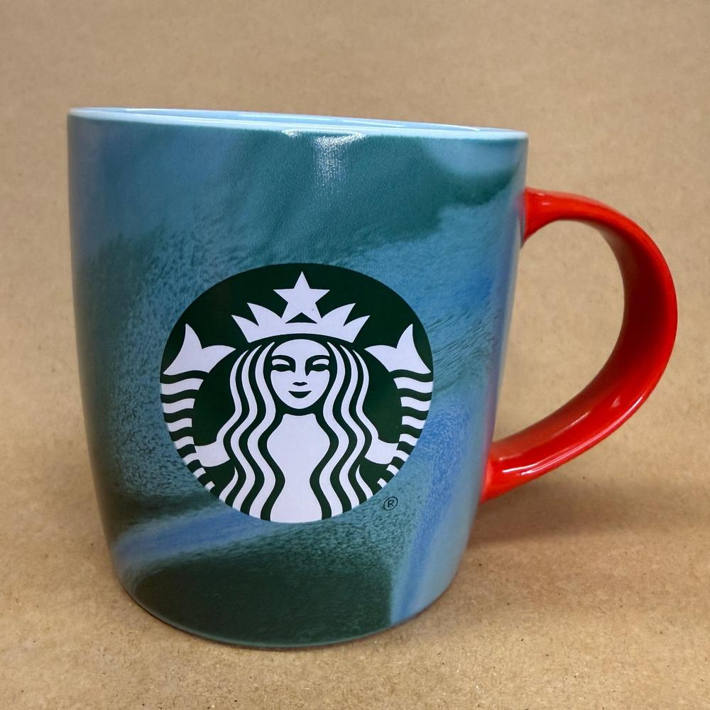 Starbucks Christmas Green and Blue Marbled Mug-2024