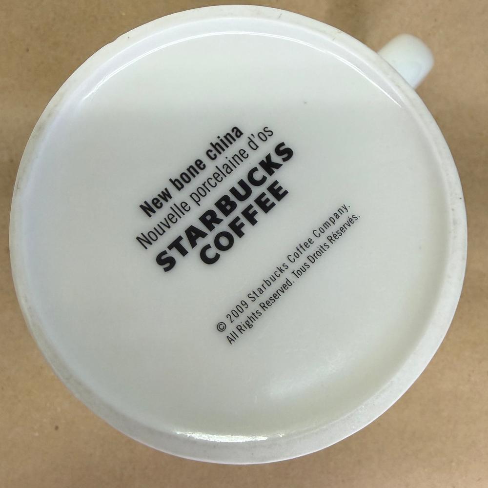 Starbucks New Bone China Black Text Mug-2009