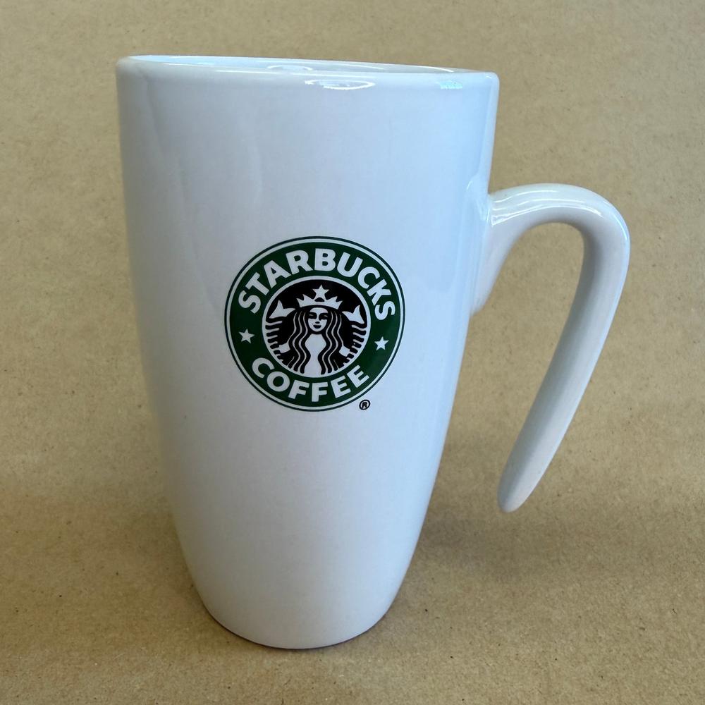 Starbucks White Siren Logo with Open Hook Handle Mug-2007