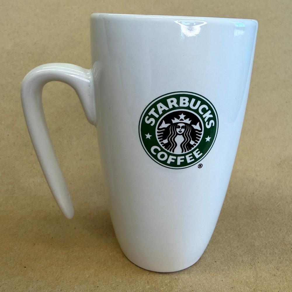 Starbucks White Siren Logo with Open Hook Handle Mug-2007