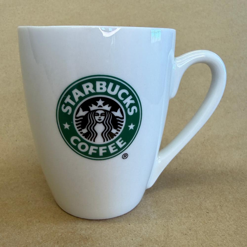 Starbucks White with Green Logo Tear Drop Handle Mug-2007