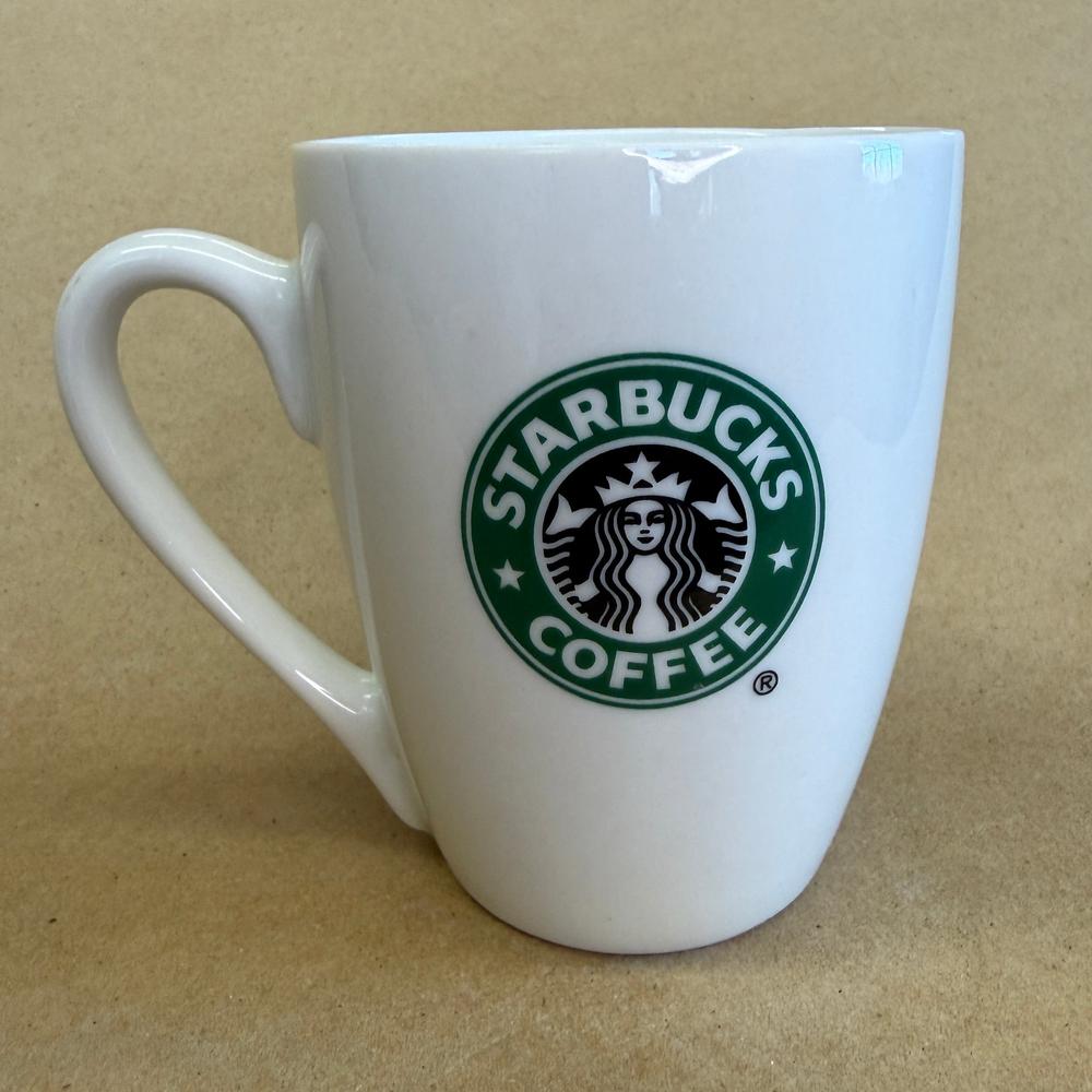 Starbucks White with Green Logo Tear Drop Handle Mug-2007